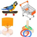 Ensemble de jouets d'entranement pour oiseaux 4 pices, y compris panier de basket - ball empilable ...