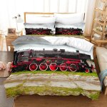 Ensemble de linge de lit ensemble de housse de couette en microfibre �� th��me train ensemble de literie ...