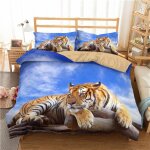 Ensemble de literie d animal tigre housse de couette et taie d'oreiller xcm, microfibre / personne chambre ...