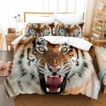 Ensemble de literie d animal tigre, microfibre housse de couette et / taie d'oreiller, d tigre imprim��, ...