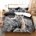 Ensemble de literie d animal tigre, microfibre housse de couette et / taie d'oreiller, d tigre imprim��, ...