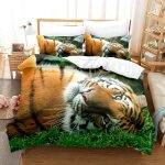 Ensemble de literie d animal tigre, microfibre housse de couette et / taie d'oreiller, d tigre imprim��, ...