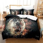 Ensemble de literie d animal tigre, microfibre housse de couette et / taie d'oreiller, d tigre imprim��, ...