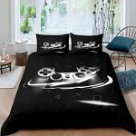 Ensemble de literie pi��ces console de jeu d blanc gris bleu noir vert jaune motif double housse de couette ...