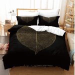 Ensemble de literie d xcm feuilles dor��es noires facile doux housse de couette pi��ces ensemble de literie ...