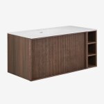 Ensemble meuble de salle de bain suspendu 100x50 cm en bois avec lavabo int�gr� endika