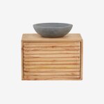 Ensemble meuble de salle de bain suspendu 60x45 cm en bois deleyna