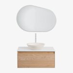 Ensemble de meuble de salle de bain suspendu en bois de fr�ne tedrik