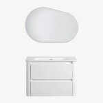 Ensemble de meuble de salle de bain suspendu en bois avec lavabo int�gr� egerton