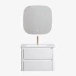 Ensemble de meuble de salle de bain suspendu en bois avec lavabo int�gr� egerton