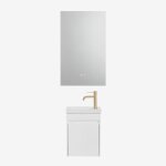 Ensemble de meuble de salle de bain suspendu en bois avec lavabo int�gr� narek
