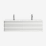 Ensemble de meuble de salle de bain suspendu en bois avec lavabos int�gr�s noura