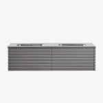 Ensemble de meuble de salle de bain suspendu en bois avec lavabos int�gr�s noura