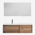 Ensemble de meuble de salle de bain suspendu en bois avec lavabo int�gr� solea