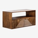 Ensemble de meuble de salle de bain suspendu en bois de manguier baty