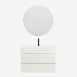 Ensemble de meuble de salle de bain suspendu en bois et placage de fr�ne avec lavabo int�gr� ona
