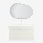 Ensemble de meuble de salle de bain suspendu en bois et placage de fr�ne avec lavabo int�gr� ona