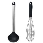 Ensemble mini ustensiles de cuisine 2 pices - acier inoxydable et cuillre a soupe + fouet goodnice