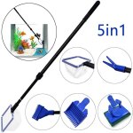 Ensemble d'outils de nettoyage d'aquarium 5 en 1, filet a poisson, r�teau a gravier, fourchette, grattoir ...