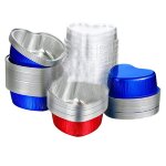Ensemble de po�les a g�teau jetables en aluminium, 100 pi�ces, tasse a cupcake en forme de coeur avec ...