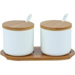 Ensemble pots a epices c�ramique blanc avec cuill�re