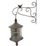 Ensemble potence lanterne oiseau fer 57x35x37cm