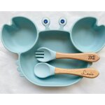 Ensemble de repas en silicone pour enfants, cadeau personnalis, premier repas pour bb, assiette, couverts ...