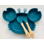 Ensemble de repas en silicone pour enfants, cadeau personnalis, premier repas pour bb, assiette, couverts ...