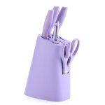 Ensemble de six pieces de paille en acier inoxydable de couleur cadeau couteau de mnage couperet a viande ...