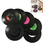 Ensemble de sous - verres rtro en vinyle, tapis pour boisson, dessous de verre, napperon de table, tasse ...