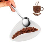 Ensemble de tasse de dosage de grains de caf, rcipient a th en porcelaine, cramique blanche, cuillre ...