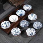 Ensemble de tasses a th kung fu en porcelaine bleue et blanche, verres en cramique chinoise, tasse ...