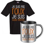 Ensemble tee shirt noir et mug inox je suis pas rouxtee shirt humoristique de bonne qualit�. pour la ...