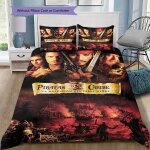 Ensemble de trois pieces avec housse de couette et taie d'oreiller a motif d'aventure du film pirates ...