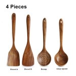 Ensemble d'ustensiles de cuisine en bois de teck de thalande, 8 pices, service de table, cuillre louche ...