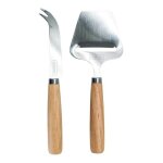 Ensemble ustensiles - lot ustensiles nerthus - fih 930 - set de couverts a fromage inox - bois