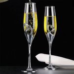 Ensemble de verres a champagne pour mariage, 2 pices, fltes a toast, verres a bordure en cristal strass, ...