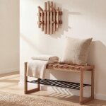 Ensemble de vestiaire mca hwc - p57, panneau de vestiaire avec banc et �tag�re � chaussures, en ch�ne ...