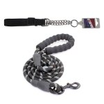 Equipement martingale r�glable, collier de chien noir et solide de 5 pieds, poign�e rembourr�e confortable ...