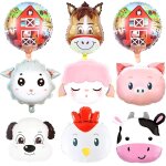 Ershi - ballon animal de la ferme - 9 pices animaux baudruche, party balloon, d'aluminium, gant, hlium ...