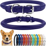 Eryi - collier de chien en cuir roul, collier de chiot rond rembourr doux, collier en cuir vritable ...