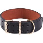 Eryi - collier de chien en cuir vritable pour chiens de race moyenne et trs grande (noir, xl)