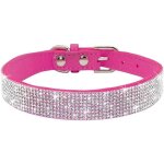 Eryi - collier pour chien avec strass, en cuir synthtique doux, taille l, rose vif