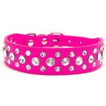 Eryi - collier en cuir synthtique avec strass pour chien ou chat taille xl rose vif