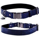 Eryi - collier fin en cuir pour chien avec etiquette id qr, collier rglable avec boucle mtallique, ...