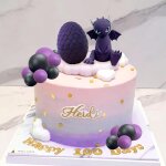 Eryi - dessus de gteau en forme de dragon violet dcor de gteau en forme d'oeufs de dragon boules noires ...