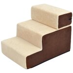 Escalier pour chien animaux rampe 2 / 3 marches dhoussable dim. 54l x 40l x 39h cm mousse haute densit ...