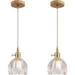 Esked suspension vintage verre douille e27 interrupteur rotatif - luminaire p�tale pour cuisine, salle ...