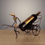 Etagre a vin de chariot de pousse - pousse de fer rtro, dessus de seau, porte - bouteille simple, dcoration ...