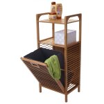 Etag�re avec corbeille � linge hwc - b94, �tag�re ind�pendante, panier � linge, bambou, 95x40x30cm 28l ...